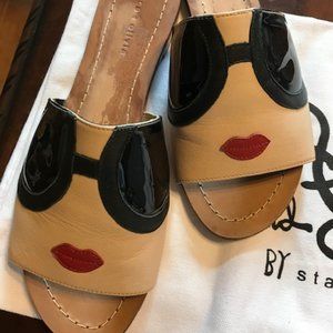 Alice and Olivia Stace Face Leather Slide Sandals
